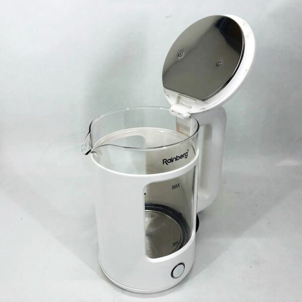 Стеклянный электрочайник с подсветкой Rainberg RB-2220 дисковый прозрачный. Цвет: белый - изображение 4