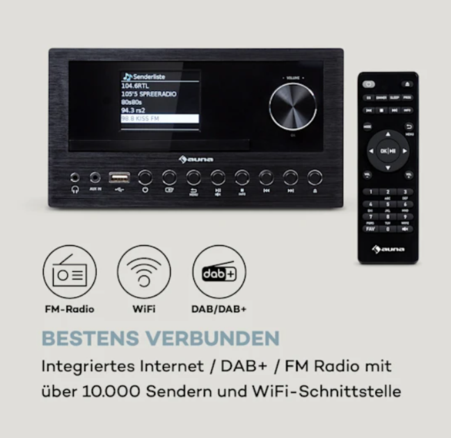 Стереосистема auna Connect System 40 Вт Интернет/DAB+/FM-радио CD-проигрыватель - изображение 7