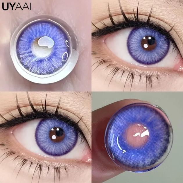 Линзы цветные без диоптрий фиолетовые E-blink Violet + контейнер для ...
