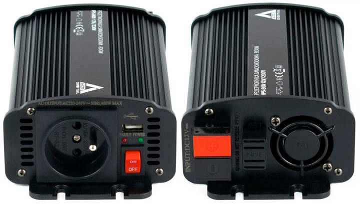 Przetwornica samochodowa AZO Digital IPS-800U 800W ze zmodyfikowaną falą sinusoidalną 12-230V DC-AC (5905279203716) - obraz 3