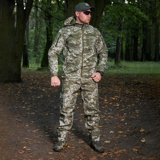 Зимняя мужская Куртка Combat Softshell на флисе с Капюшоном и Липучками под шевроны пиксель размер 3XL - изображение 2