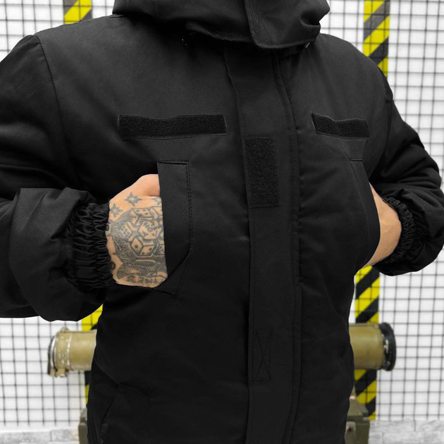 Мужская зимняя Куртка с капюшоном / Уплен Бушлат на флисе черный размер S - изображение 2