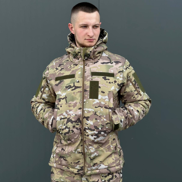 Демисезонная мужская Куртка Softshell на флисе с Капюшоном и Липучками под шевроны мультикам размер S - изображение 1