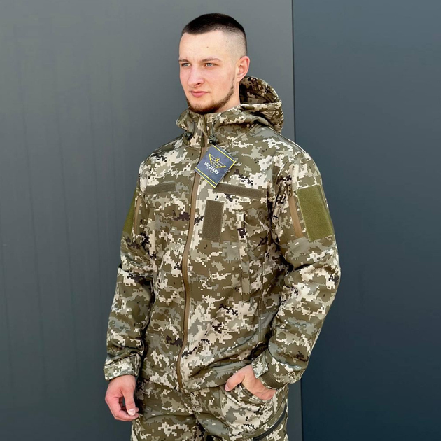 Мужская Демисезонная Куртка Soft Shell на Флисе с вентиляционными отверстиями пиксель размер 6XL 62 - изображение 2
