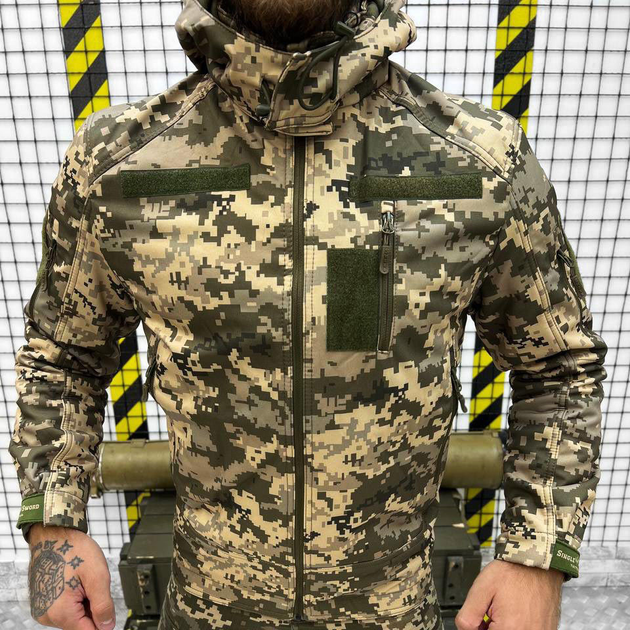 Зимова чоловіча Куртка з Капюшоном Single Sword Softshell на подвійному флісі піксель розмір 2XL - зображення 2