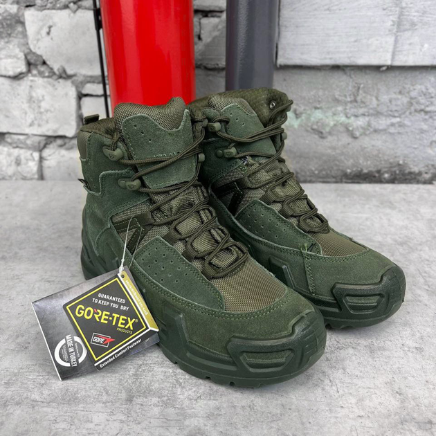 Мужские демисезонные Ботинки Vaneda с Мембраной Gore-Tex / Нубуковые Берцы на стойкой подошве олива размер 41 - изображение 2