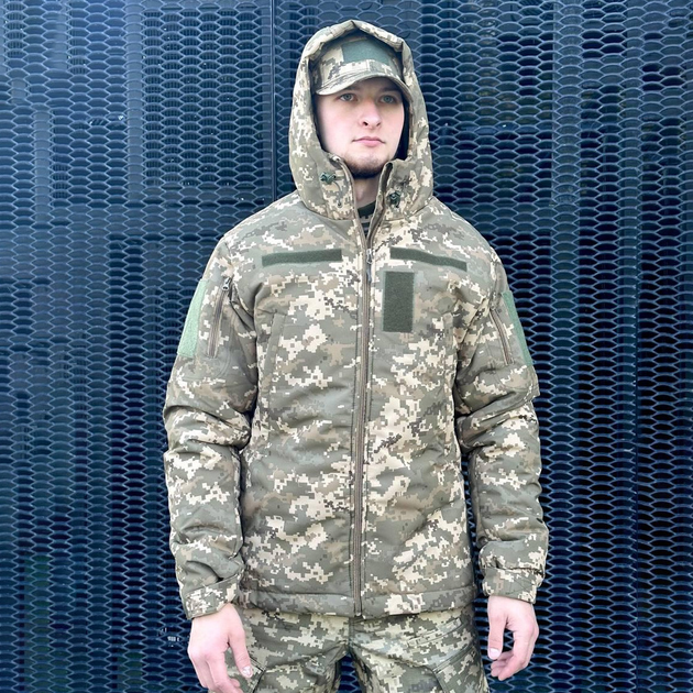Мужская Зимняя Куртка Soft shell на Флисе пиксель / Утепленная верхняя одежда размер M - изображение 1
