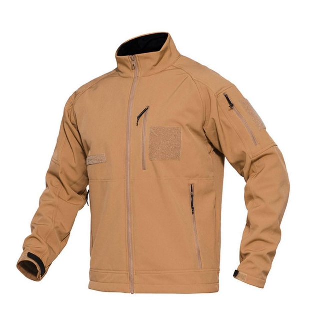 Мужская флисовая Кофта Jacket с Липучками под Шевроны / Плотная Флиска койот размер 3XL - изображение 1