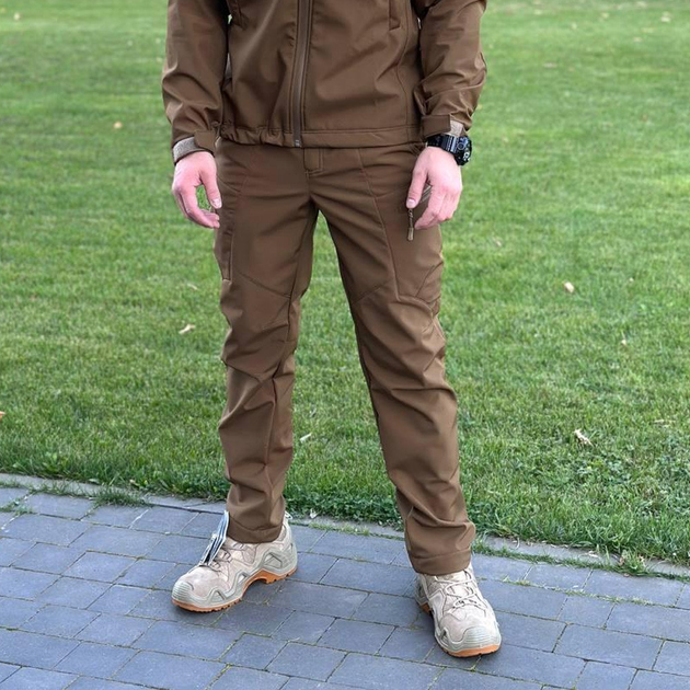 Чоловічі Штани на флісі койот / Утеплені брюки Soft Shell розмір M - зображення 1