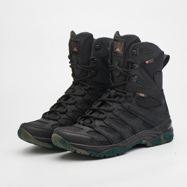 Универсальные кожаные Берцы с Мембраной Winterfrost / Демисезонные Ботинки на гибкой подошве черные размер 44 - изображение 1