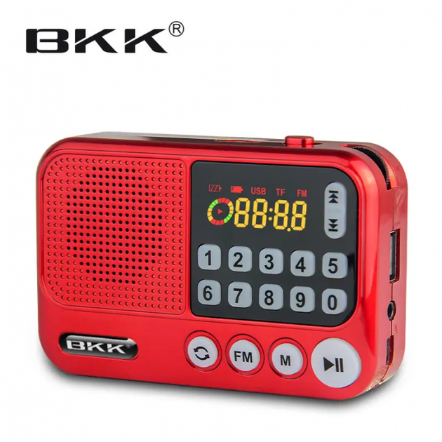 Радиоприёмник с FM USB MicroSD BKK радио на аккумуляторе 18650 Красный - изображение 1
