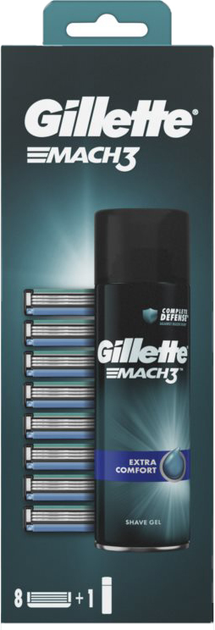 Набір змінні картриджі для гоління (леза) чоловічі Gillette Mach3 Extra Comfort 8 шт + піна для гоління (7702018610402) - зображення 1