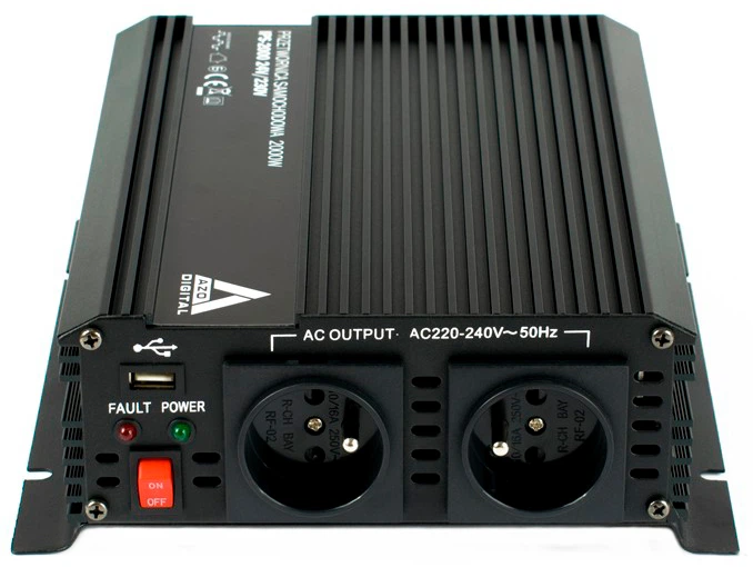 Автомобільний інвертор AZO Digital IPS-2000 2000W з модифікованою синусоїдою 24-230V DC-AC (5905279203747) - зображення 3