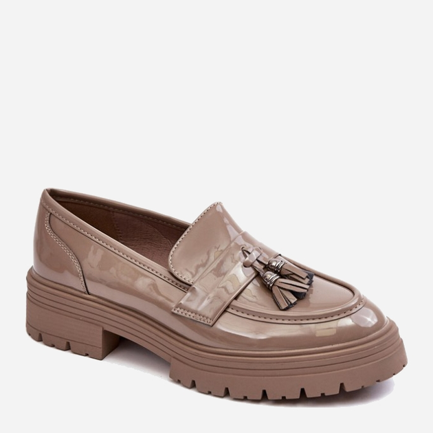 Loafersy damskie lakierowane Velenase 38 Ciemnobeżowe (5905677955798) - obraz 2