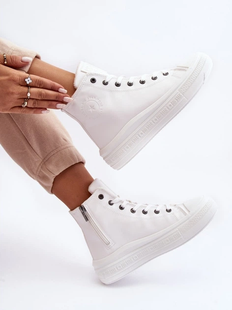 Zimowe trampki damskie z eko skóry Big Star MM274021 38 Białe (5900714657550) - obraz 4