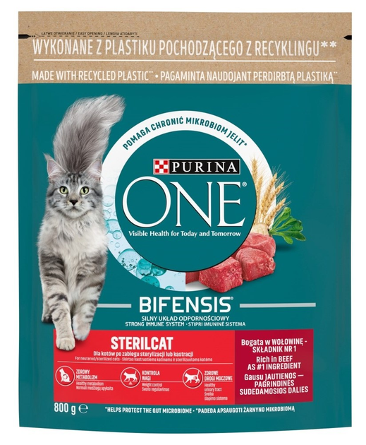 Sucha karma dla kotów Purina One Sterilcat z wołowiną i pszenicą 800 g (7613032531898) - obraz 1