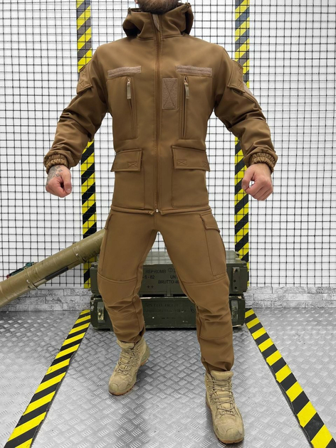 Тактичний теплий військовий комплект Leader ( Куртка + Штани ), Камуфляж: Койот, Розмір: M - зображення 1