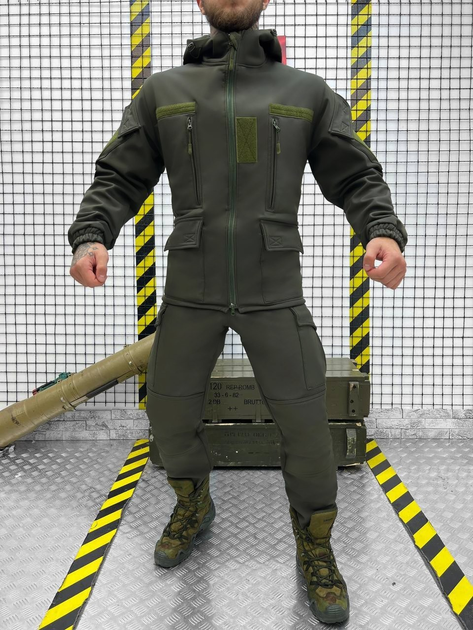 Тактический теплый военный комплект Leader ( Куртка + Штаны ), Камуфляж: Олива, Размер: L - изображение 1