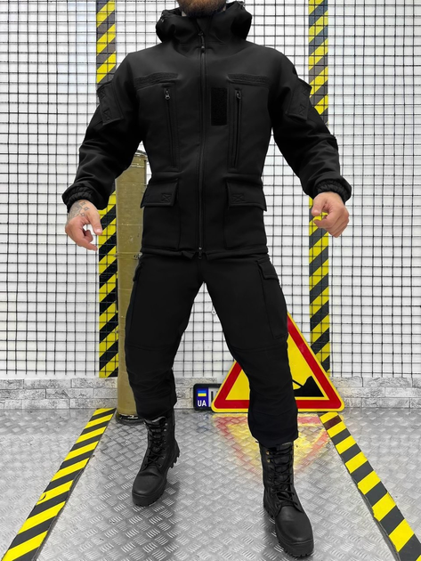 Тактический теплый военный комплект Leader ( Куртка + Штаны ), Камуфляж: Черный, Размер: S - изображение 1