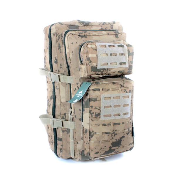 Рюкзак тактичний, 28 л, два відділення, додаткові кишені, розмір: 50*28*20 см, світлий камуфляж - изображение 2