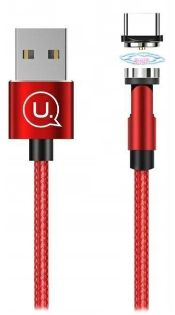 Магнітний кабель Usams USB - USB Type-C швидка зарядка 1 м Red (6958444924496) - зображення 1