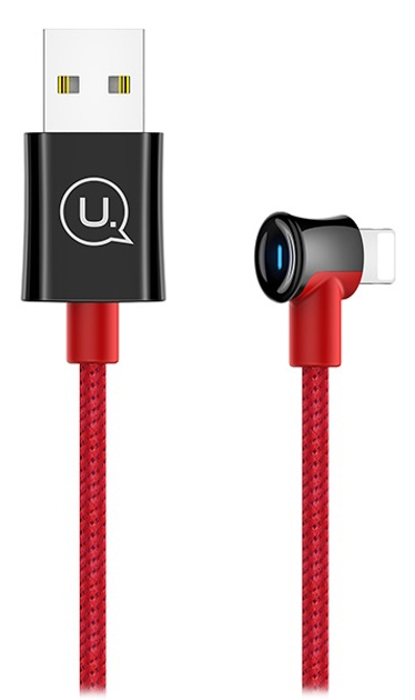 Кутовий плетений кабель Usams USB - Apple Lightning 2 м Red (6958444962108) - зображення 1
