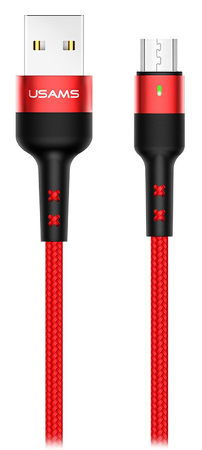 Плетений кабель Usams USB - Apple Lightning швидка зарядка 1 м Red (6958444967783) - зображення 1