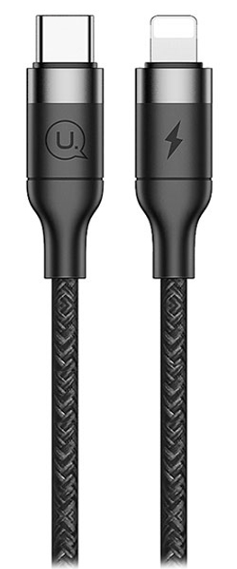 Kabel pleciony Usams USB Type-C - Apple Lightning szybkie ładowanie 1.2 m czarny (6958444969015) - obraz 1