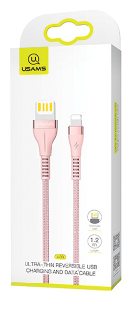 Kabel pleciony Usams USB - Apple Lightning szybkie ładowanie 1.2 m różowy (6958444970639) - obraz 1