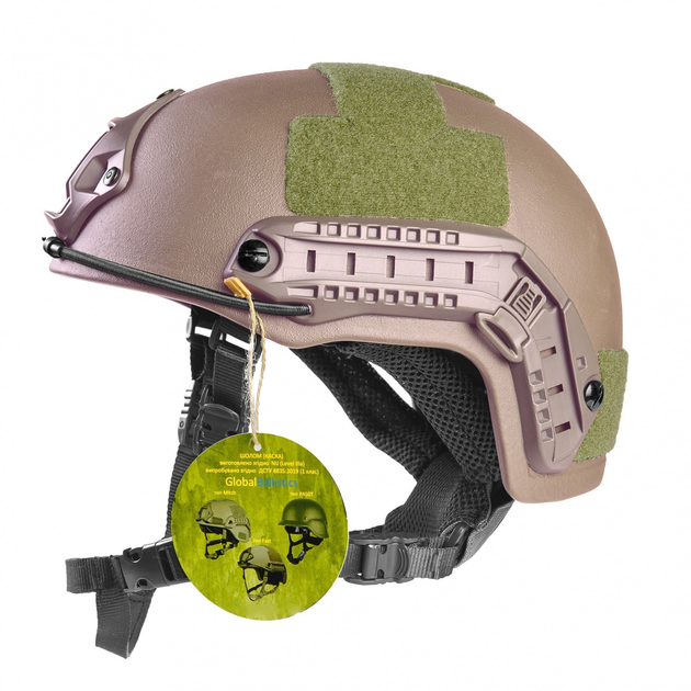Шолом каска тактична Global Ballistics з системою Wendy FAST Future Assault Helmet NIJ IIIA Олива M-L в кольорі темний койот - зображення 2