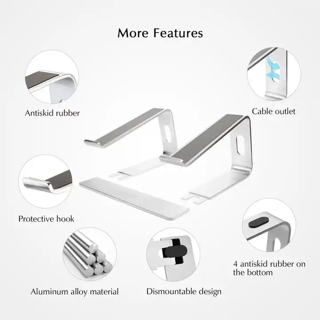 Підставка для ноутбука VHG S26 складана Laptop Stand Portable Silver - изображение 3