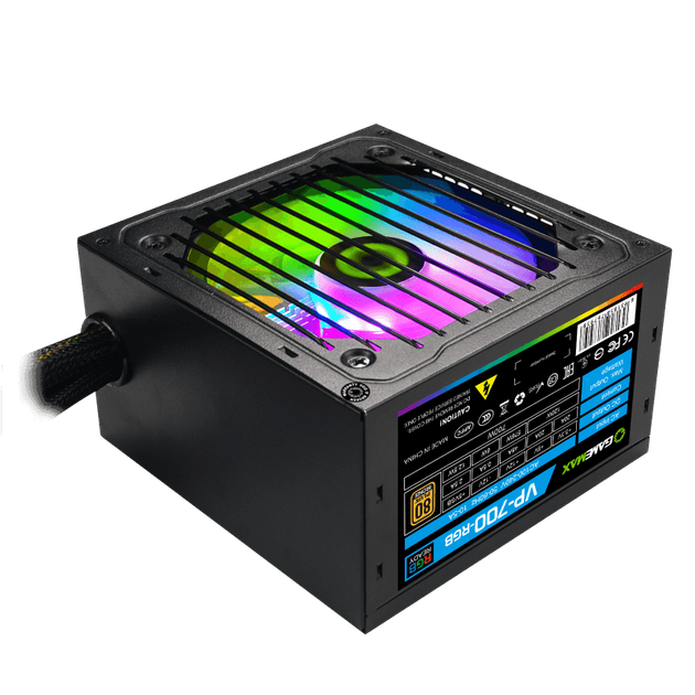 Блок питания GameMax VP-700-RGB 120мм/700Вт с подсветкой Черный - Фото 1 Блок питания GameMax VP-700-RGB 120мм/700Вт с подсветкой Черный - изображение 1