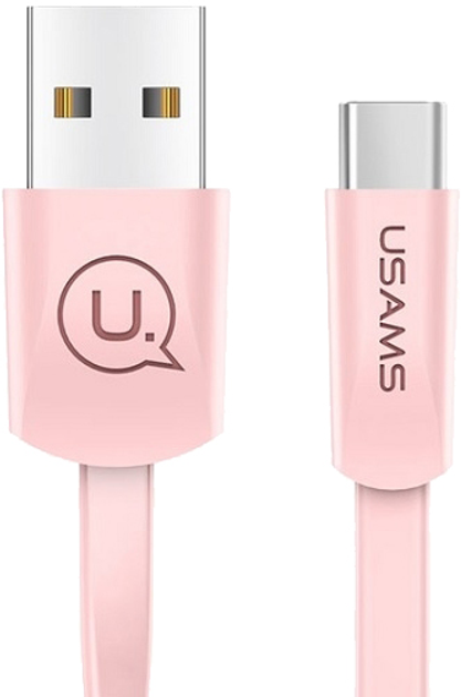 Кабель плоский Usams U2 US-SJ20 USB - USB-C 1.2 м Рожевий (6958444955230) - зображення 1