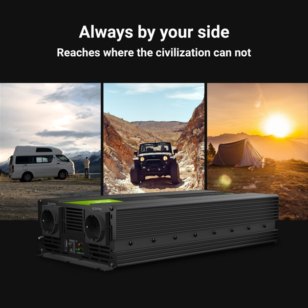 Інвертор Greencell 12В/230В 1500Вт/3000Вт Чиста синусоїда (INV22) - зображення 6