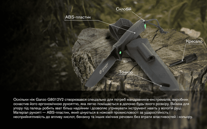 Ніж Ganzo G8012V2-BK чорний - зображення 4