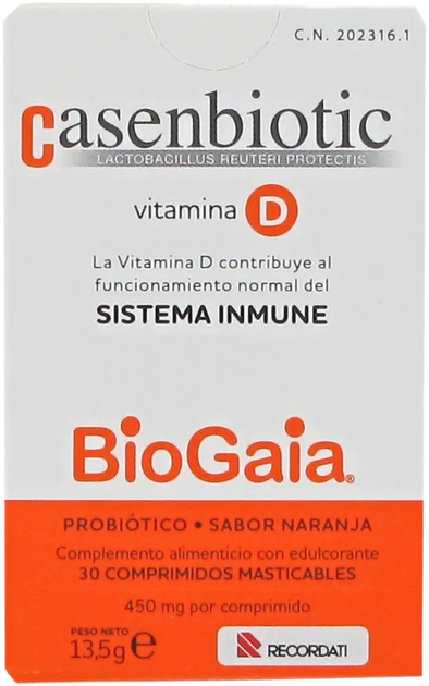 Probiotyki z dodatkiem witamin Casen Recordati Casenbiotic Vitamin D 30 tablets (8470002023161) - obraz 1