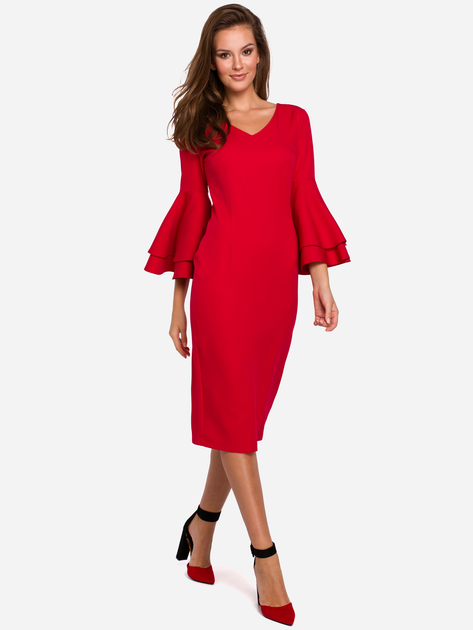 Sukienka ołówkowa damska Makover K002 L Czerwona (5903068457241) - obraz 1