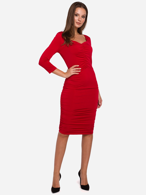 Sukienka ołówkowa damska Makover K006 S Czerwona (5903068458064) - obraz 1