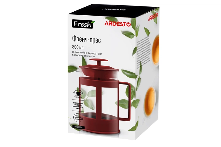 Заварник Ardesto Fresh. 800 мл пластик-скло Червоний (AR1008RF) - зображення 3