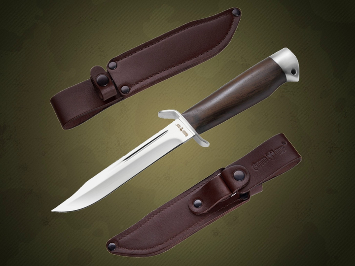 Нож Охотничий в Кожаном чехле с Удлиненным лезвием и Гардой GW 024 ACWP-L - изображение 1