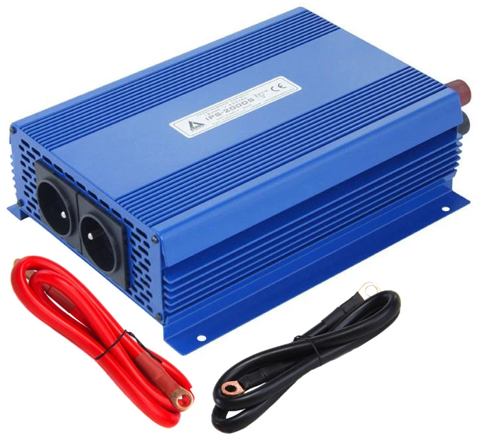 Автомобільний інвертор AZO Digital IPS-2000S 2000W з модифікованою синусоїдою 2-го покоління 12-230V DC-AC (5905279203013) - зображення 1