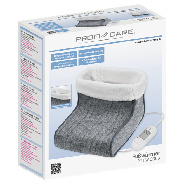 Электрогрелка для ног Profi Care PC-FT 3058 100 Вт 35х35х30 см автоотключение через 90 мин Серый - изображение 7