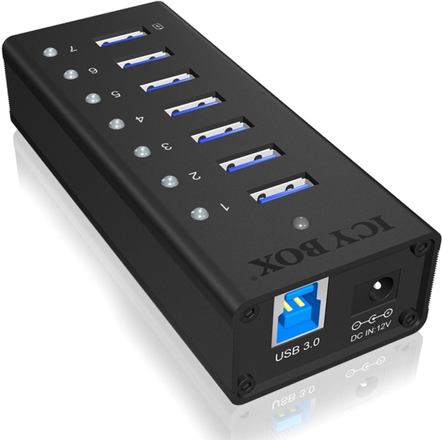 USB-hub Icy Box 7-port, USB 3.0 (IB-AC618) - obraz 1