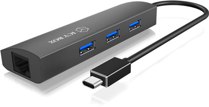 USB-hub Icy Box 3-port, USB 3.0, Ethernet (IB-HUB1406-C) - obraz 1
