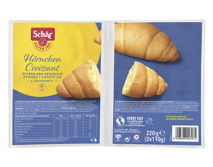 Круассаны без глютена “Croissant” Dr. Schar 220 г (2* 2 шт.) – ROZETKA ...