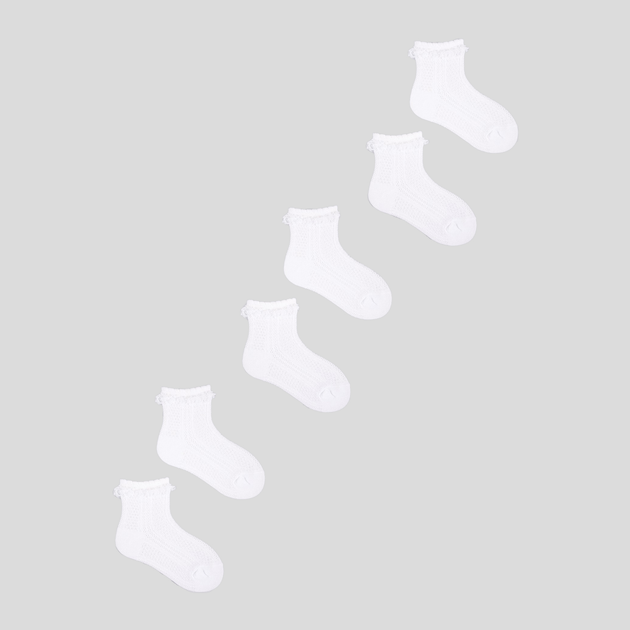 Набір шкарпеток дитячий YOCLUB 3Pack Girl's Socks With Frill SKL-0008G-0100 6-9 3 пари White (5904921620727) - зображення 1