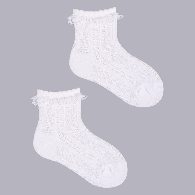 Набір шкарпеток дитячий YOCLUB 3Pack Girl's Socks With Frill SKL-0008G-0100 3-6 3 пари White (5904921620710) - зображення 2