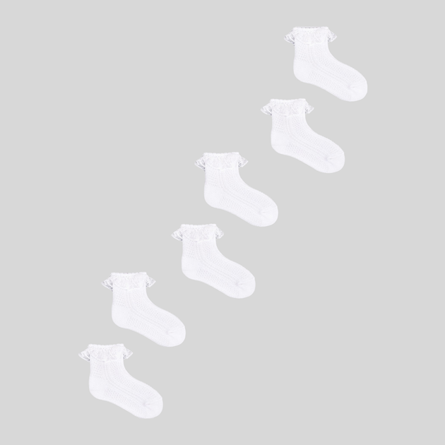 Zestaw skarpetek dla dzieci YOCLUB 3Pack Girl's Socks With Frill SKL-0009G-0100 6-9 3 pary White (5904921620796) - obraz 1