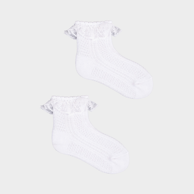 Набір шкарпеток дитячий YOCLUB 3Pack Girl's Socks With Frill SKL-0009G-0100 0-3 3 пари White (5904921620772) - зображення 2