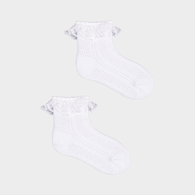 Набір шкарпеток дитячий YOCLUB 3Pack Girl's Socks With Frill SKL-0009G-0100 0-3 3 пари White (5904921620772) - зображення 2